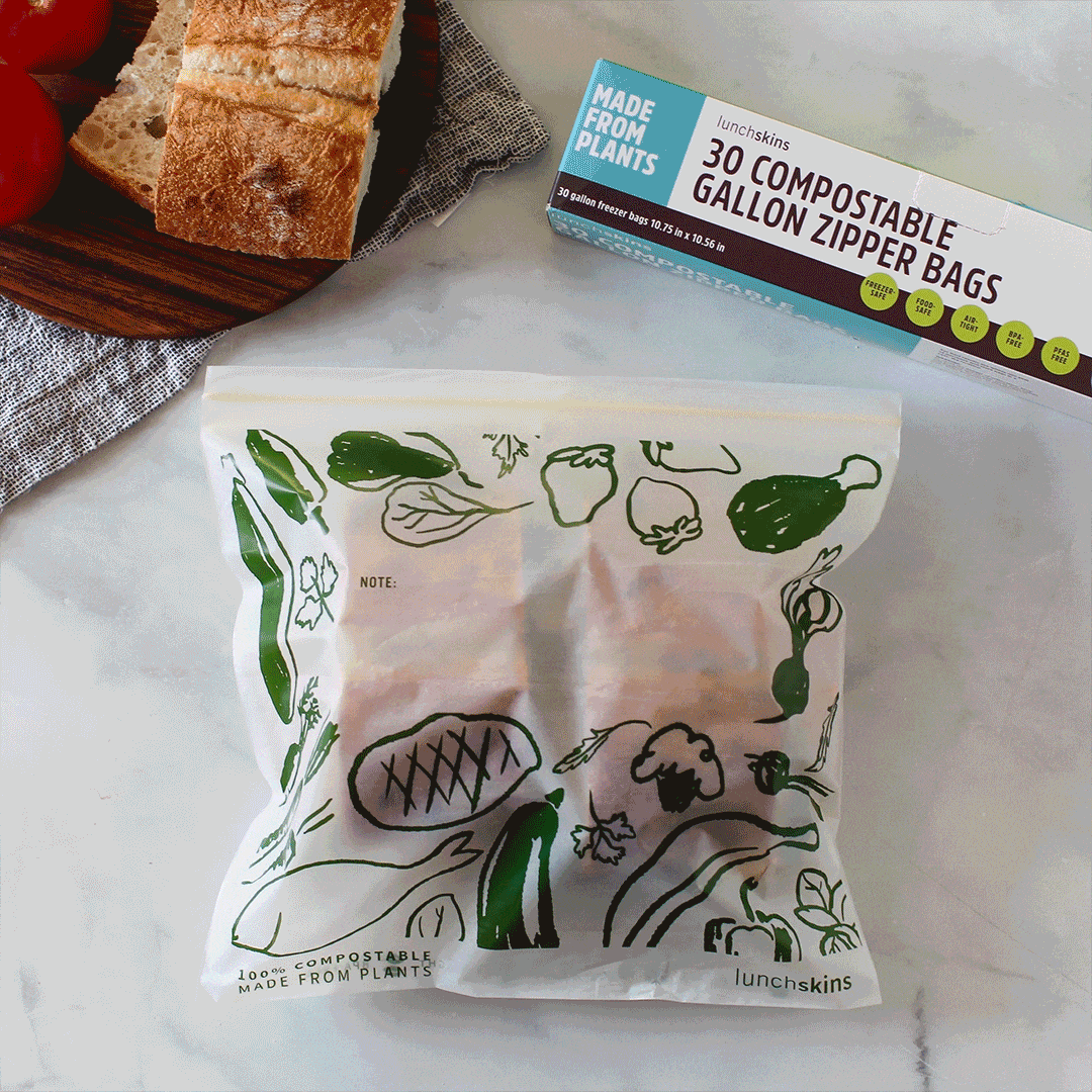 Image of Ziptop Compostable Freezer-Safe Gallon Storage Bags - Lunchskins